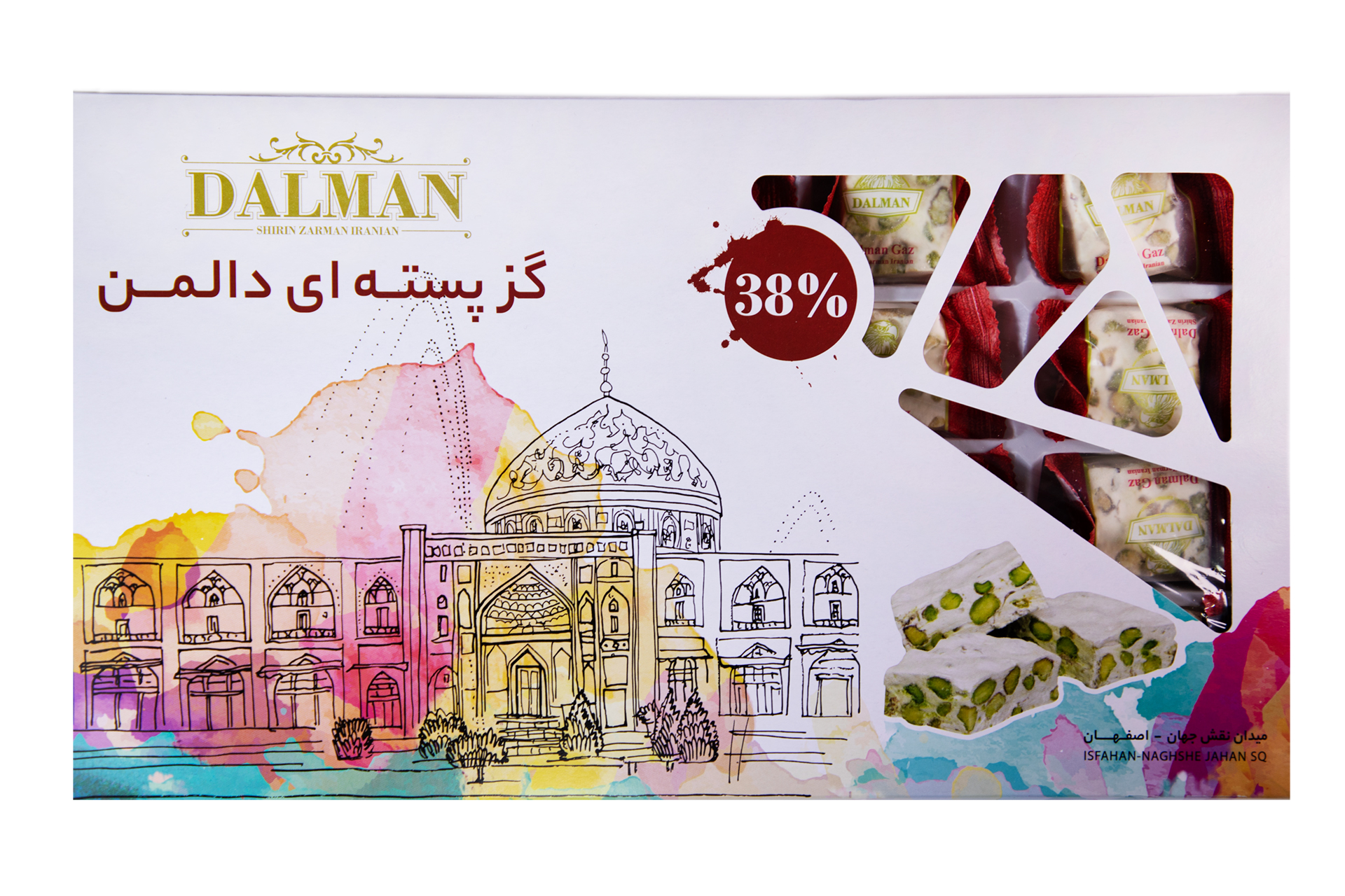 گز دالمن 38% پسته 350 گرمی